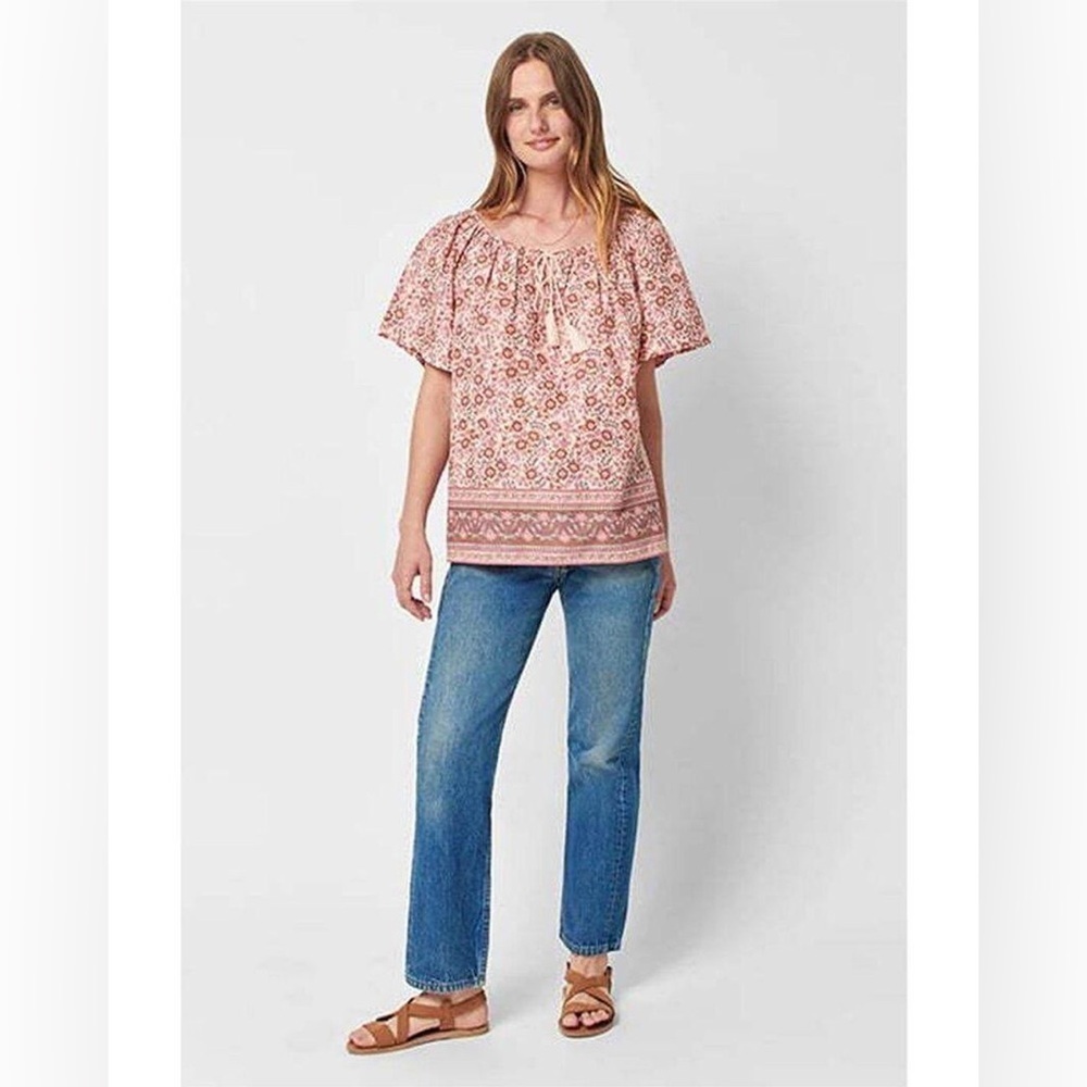 NWT Faherty Pink Floral Boho Lightweight Blouse sz M - Picture 2 of 10